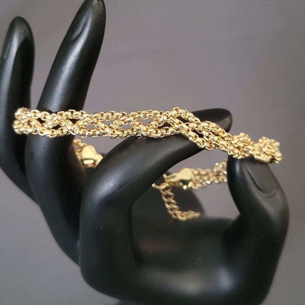 Women's Fashion Jewelry 3 Strand Twisted Loupe Chain Bracelet Gold Tone 6 3/4"